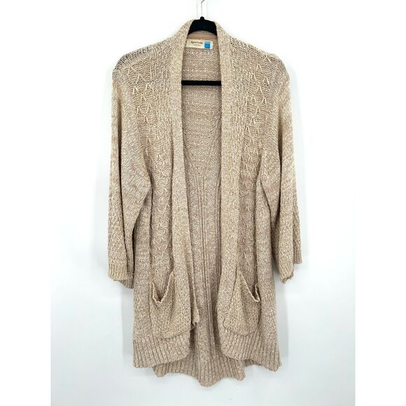 ANTHROPOLOGIE Sparrow Beige Celia Kimono Open Knit Cardigan Sweater Size Large - Picture 4 of 10